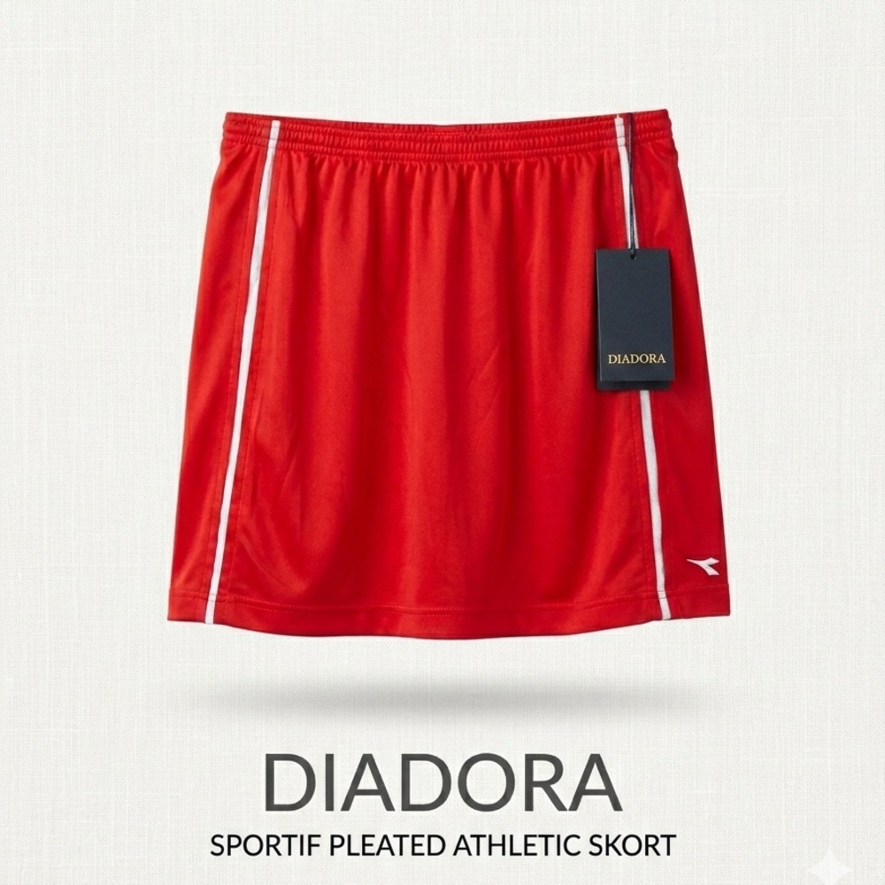 Diadora Red Athletic Skort with White Accents